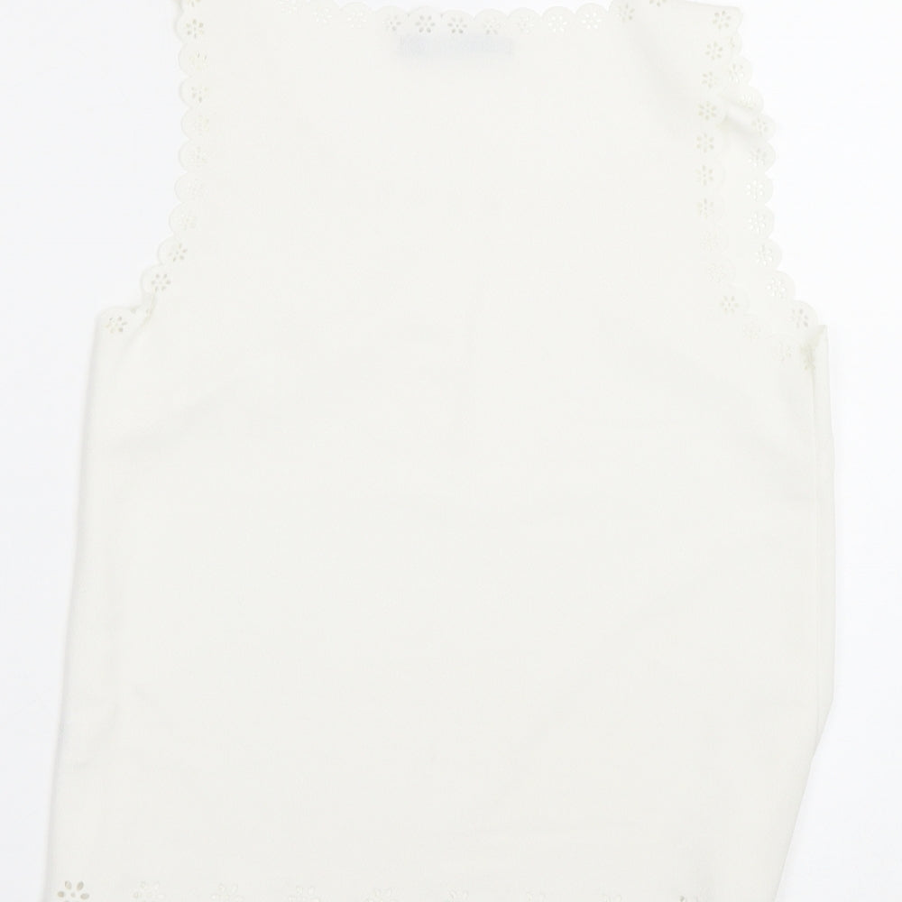 Primark Womens White Floral Basic Tank Size 8
