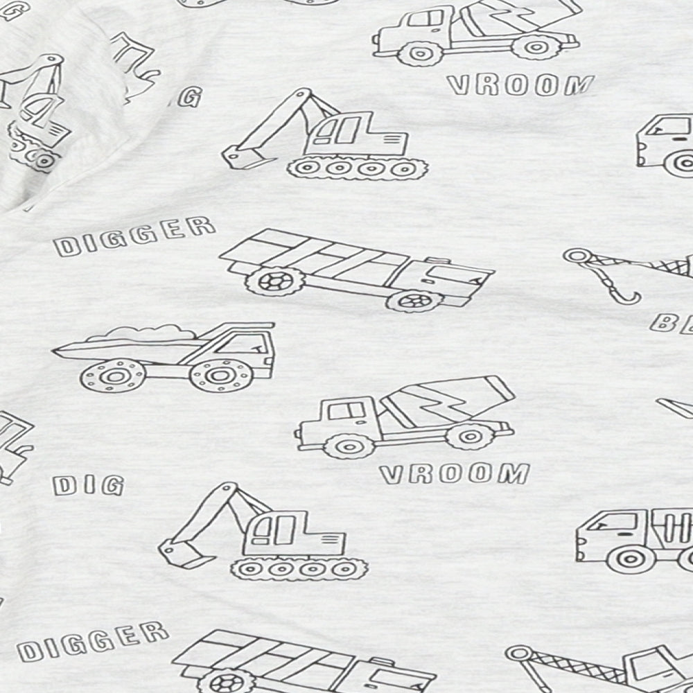 F7F Boys Grey Basic T-Shirt Size 2-3 Years - Diggers & Trucks