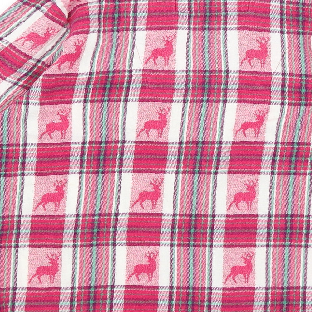 TU Womens Pink Plaid Top Pyjama Top Size 8 - Reindeer