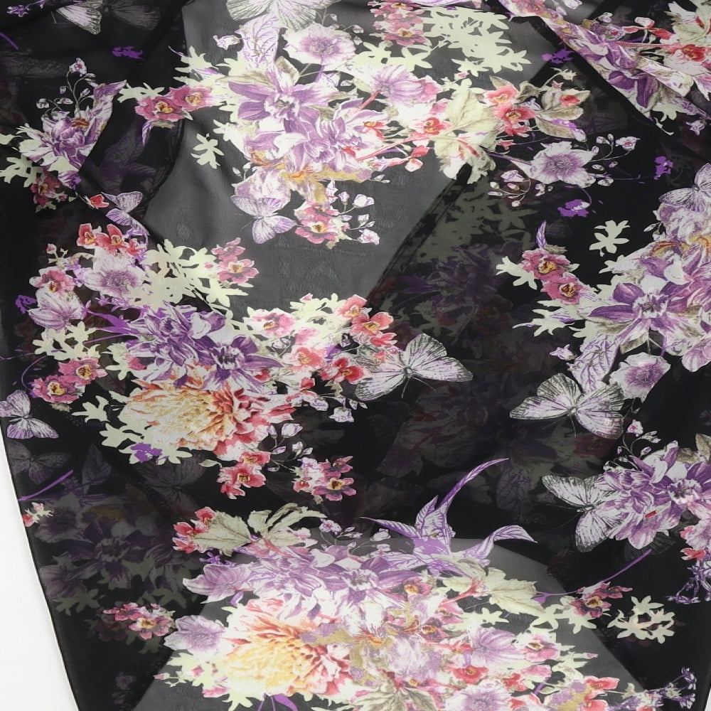 New Look Womens Black Floral Basic Blouse Size 8