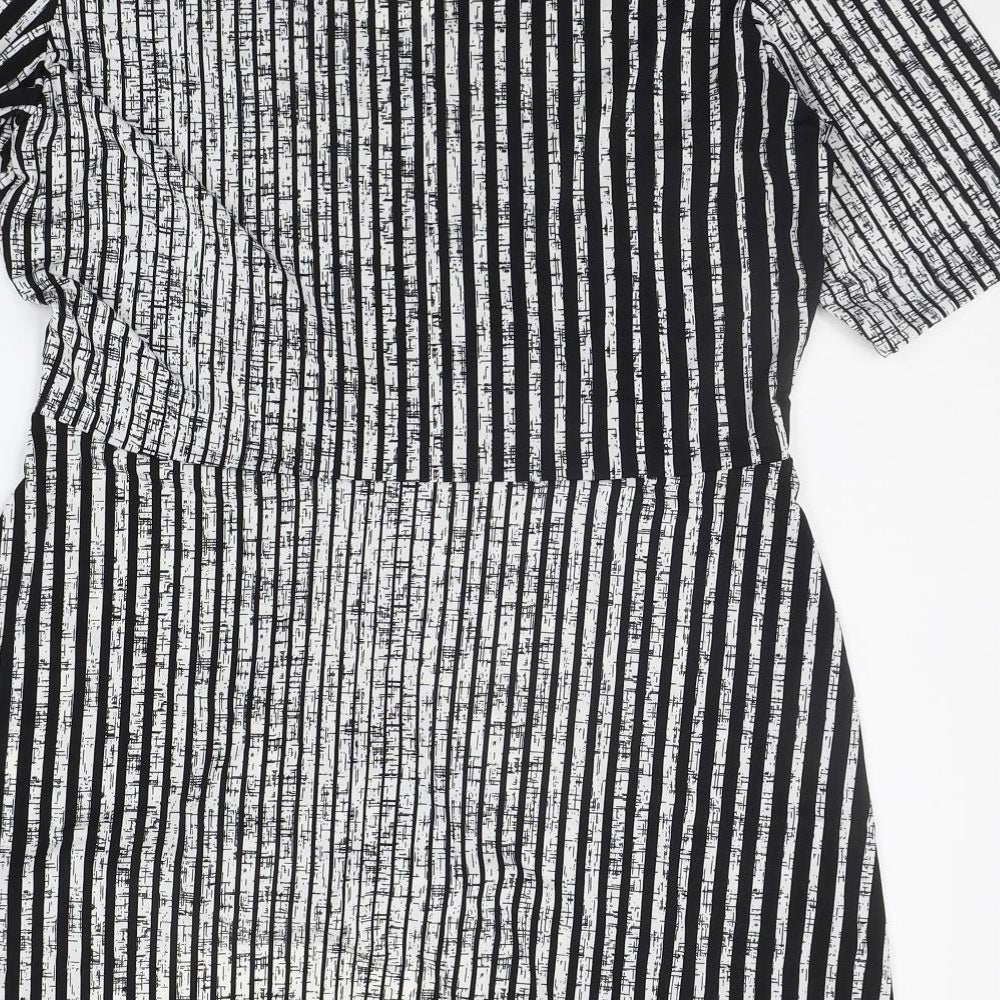 Grace Womens Black Striped A-Line Size 14