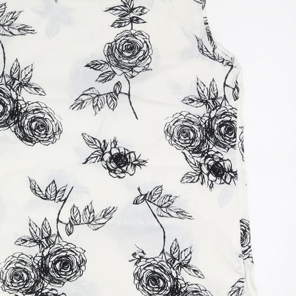 Preworn Womens White Floral Basic Tank Size 12