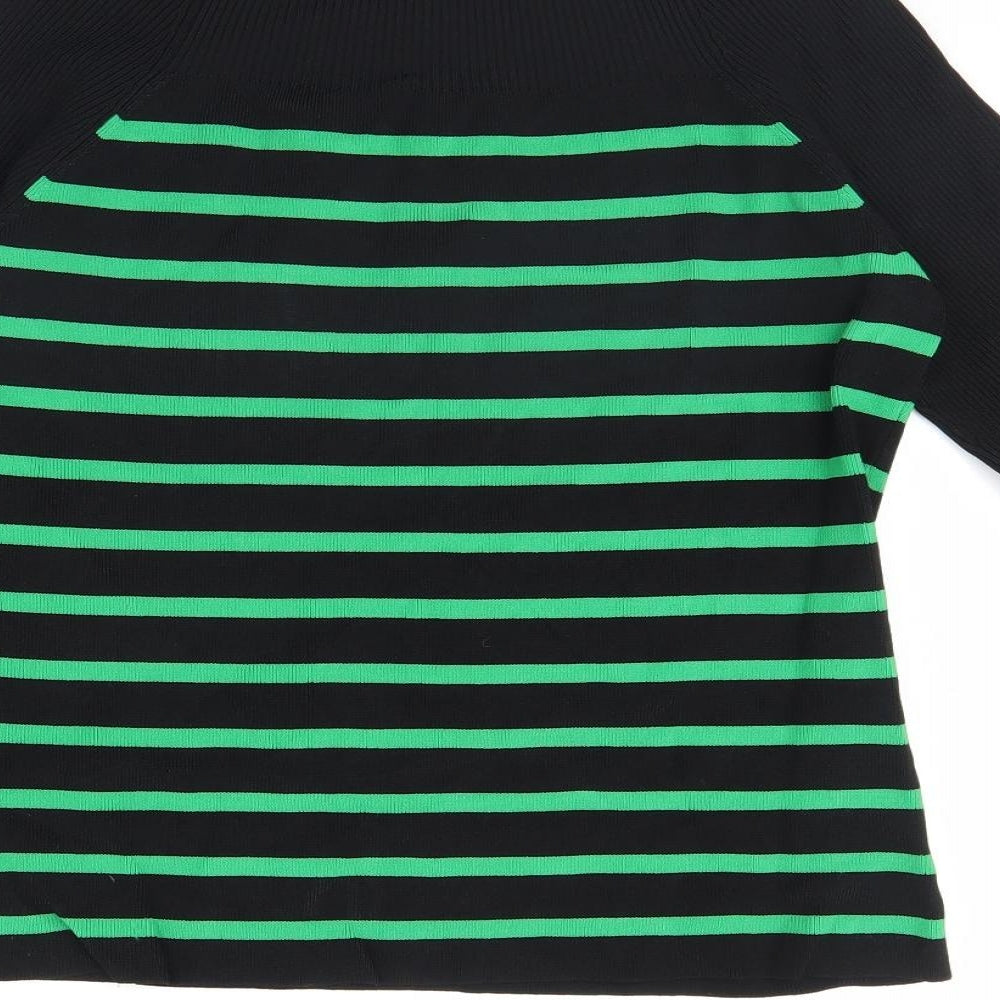 IWI Womens Black Striped Pullover Jumper Size L