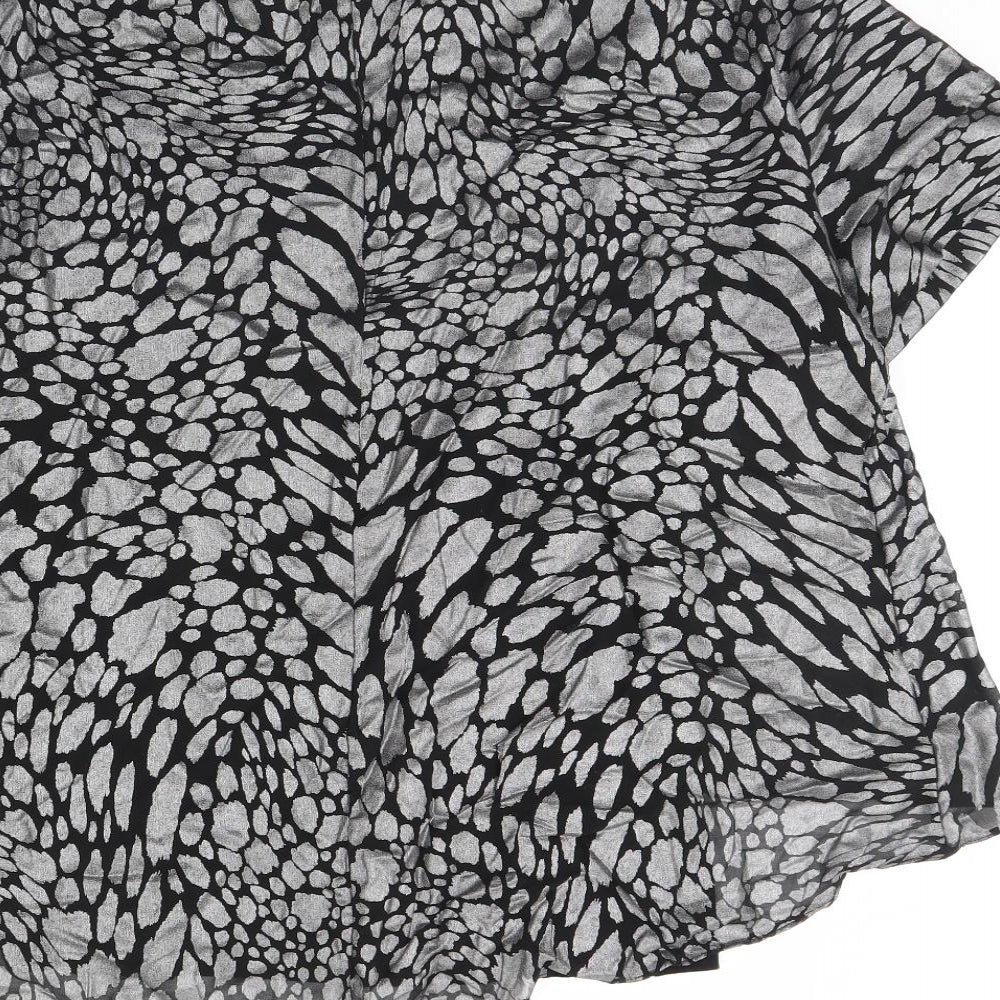 TU Womens Black Animal Print Basic Blouse Size 14