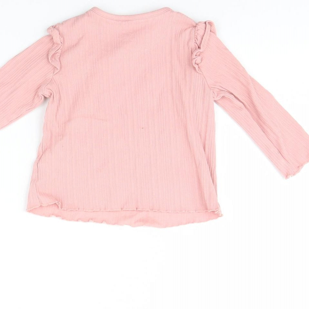Fred & FLo Girls Pink Basic Blouse Size 6-9 Months - Happy