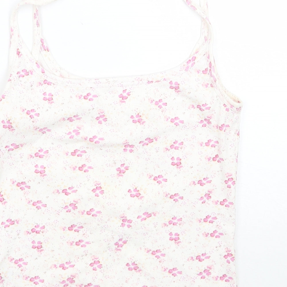 Dunnes Stores Womens White Floral Basic Tank Size 10