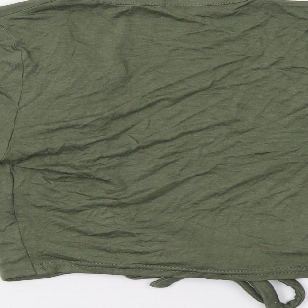 PRETTYLITTLETHING Womens Green Cropped T-Shirt Size 8