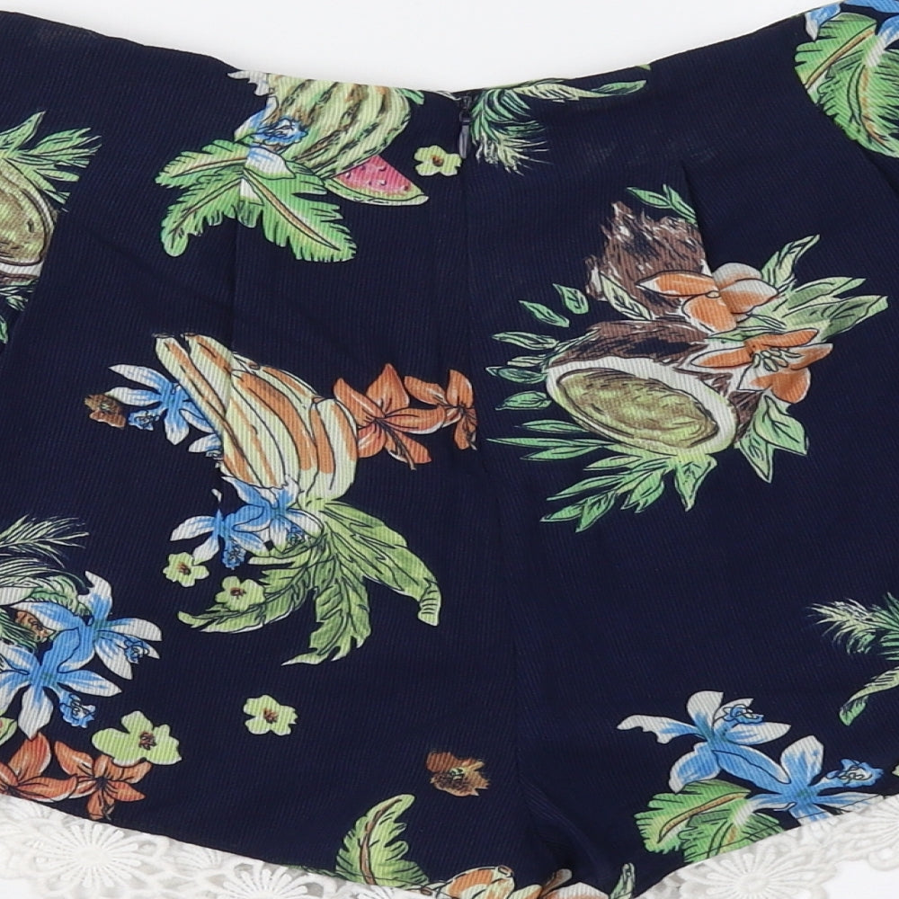 Love & Other Things Womens Blue Floral Bermuda Shorts Size XS