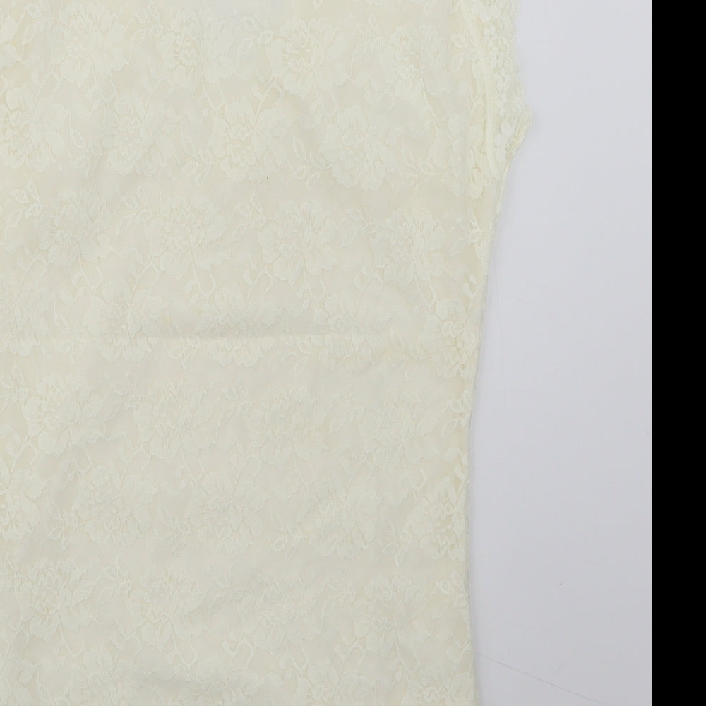 Preworn Womens Ivory Basic T-Shirt Size XL