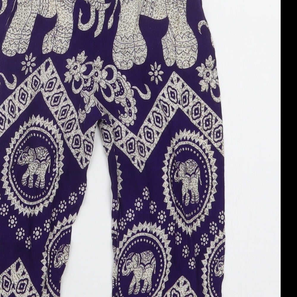 Preworn Girls Purple Geometric Bloomer Trousers Size M