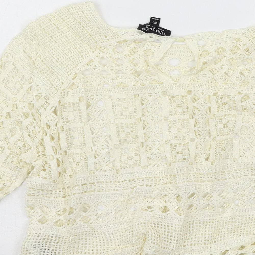 Topshop Womens Ivory Knit Basic T-Shirt Size 8