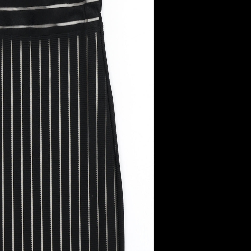 PRETTYLITTLETHING Womens Black Striped Bodycon Size 6