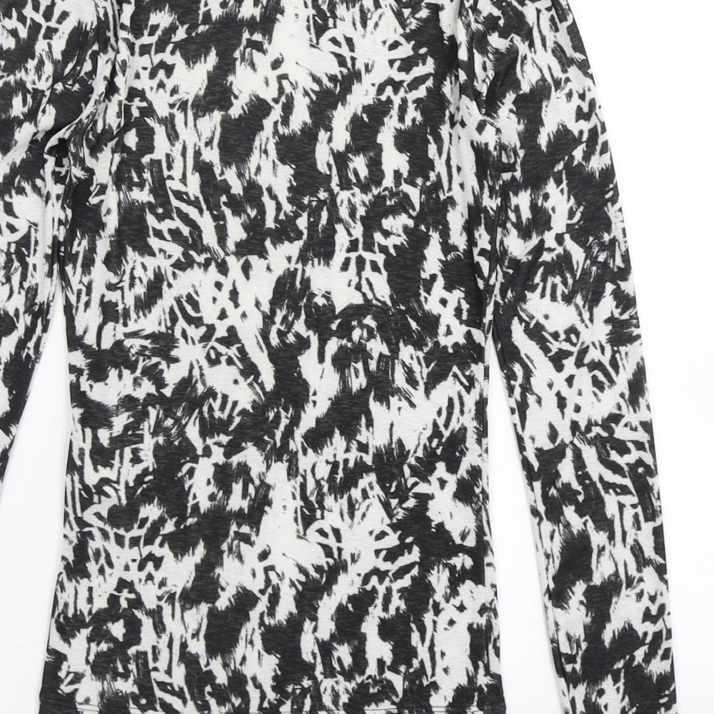 Topshop Womens Black Animal Print Basic T-Shirt Size 6