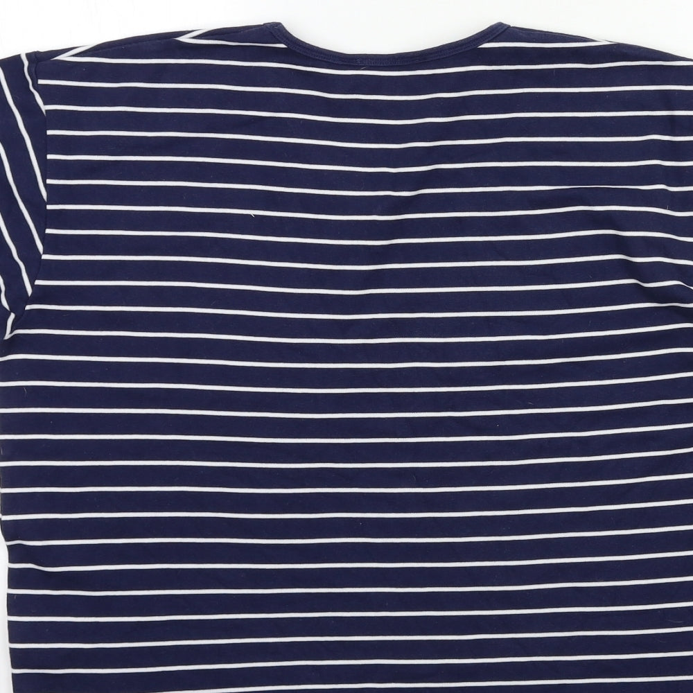 Carolyn Taylor Womens Blue Striped Basic T-Shirt Size M