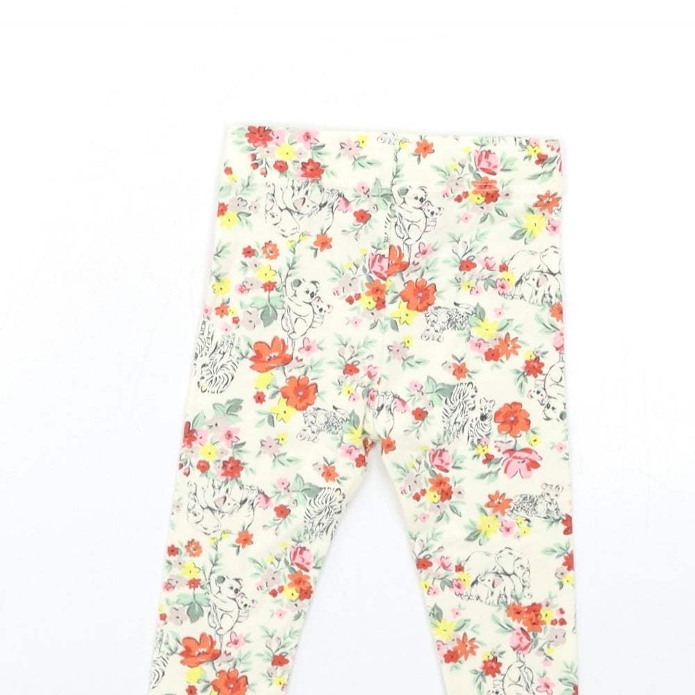 Nutmeg Baby Beige Floral Capri Trousers Size 3-6 Months