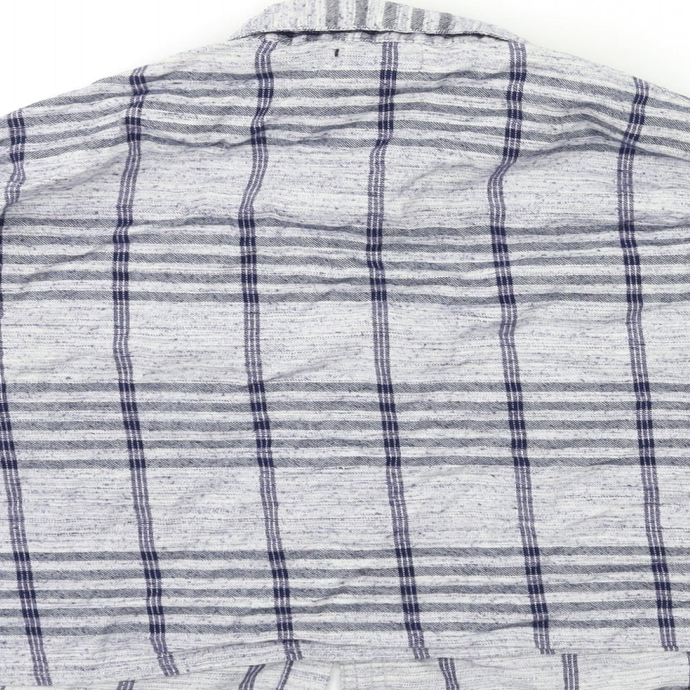 BDG Womens Blue Check Basic Button-Up Size S
