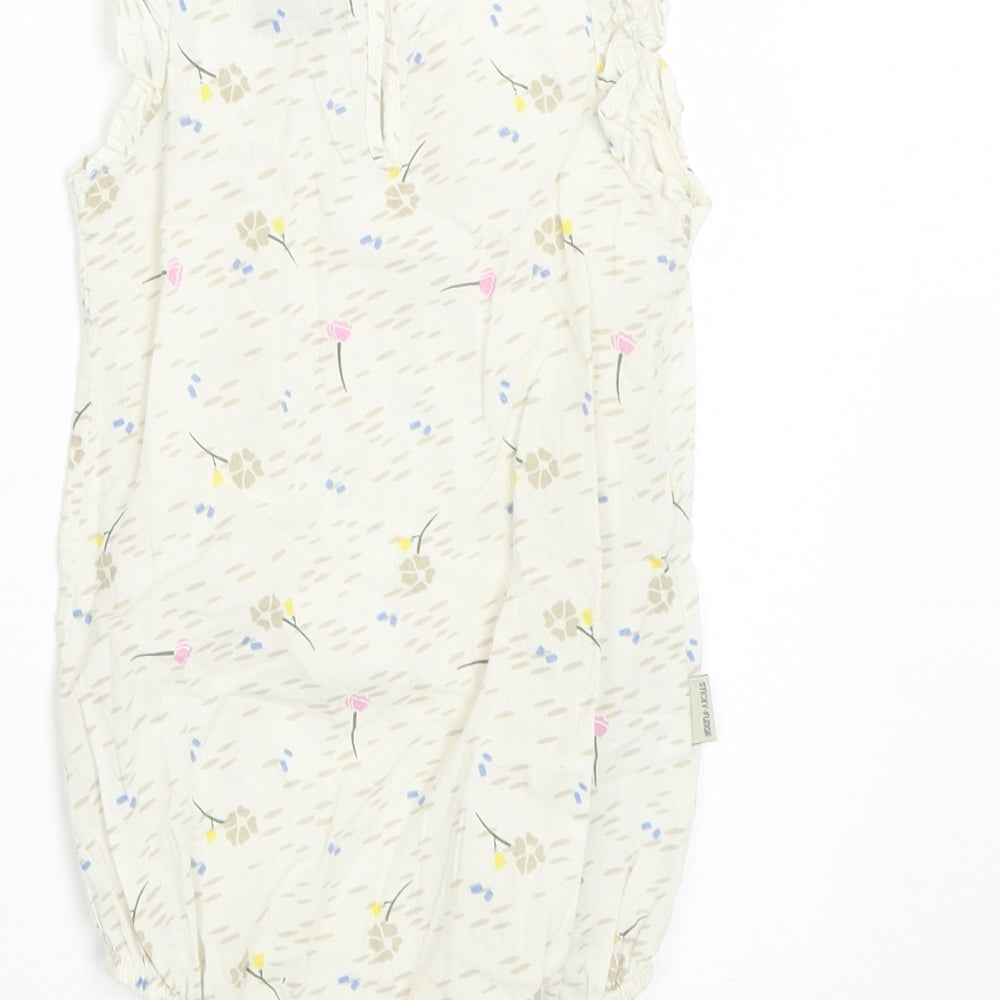 Sticky Fudge Girls Beige Floral Basic Tank Size 12-18 Months