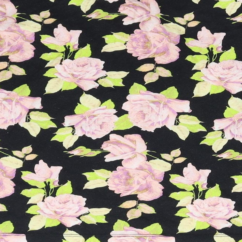 ASOS Womens Black Floral Basic T-Shirt Size 10