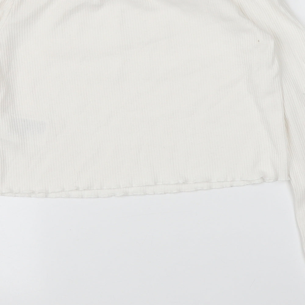 H&M Womens White Cropped Blouse Size M