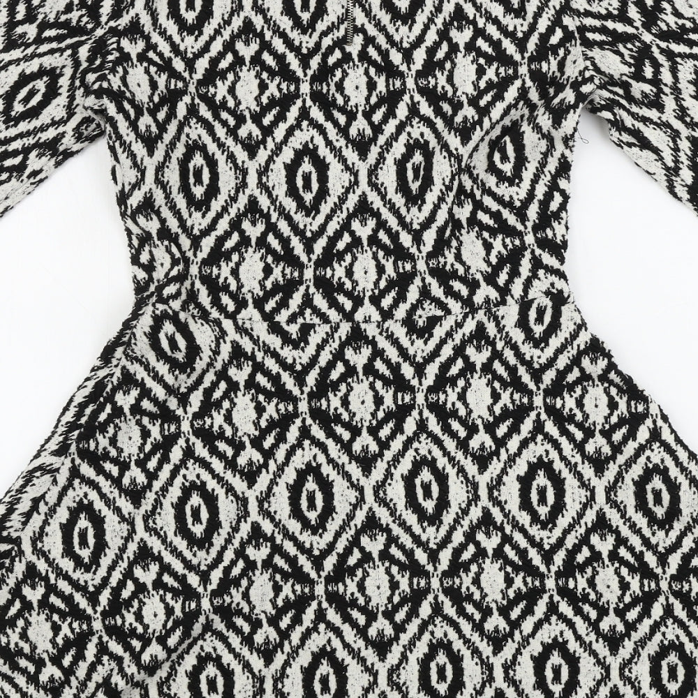 H&M Womens White Geometric A-Line Size S