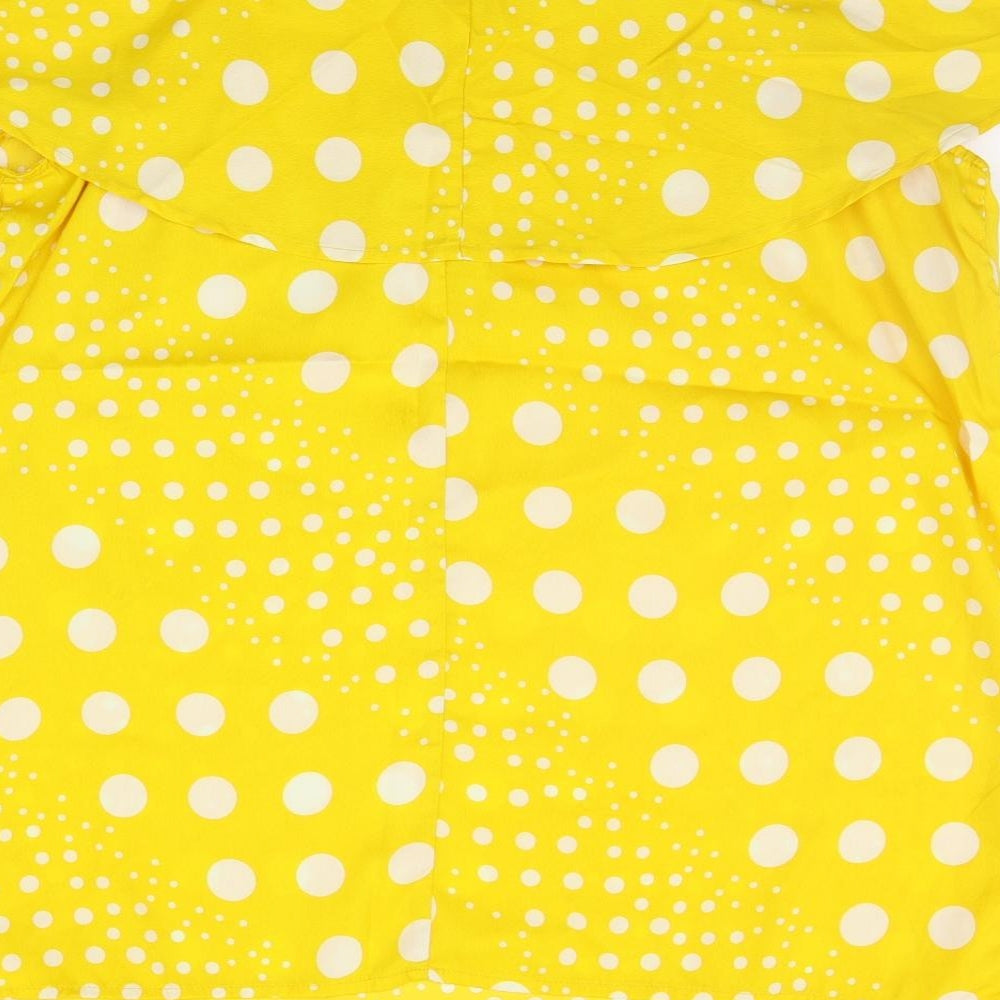 pEP&CO Womens Yellow Polka Dot Basic Blouse Size 16