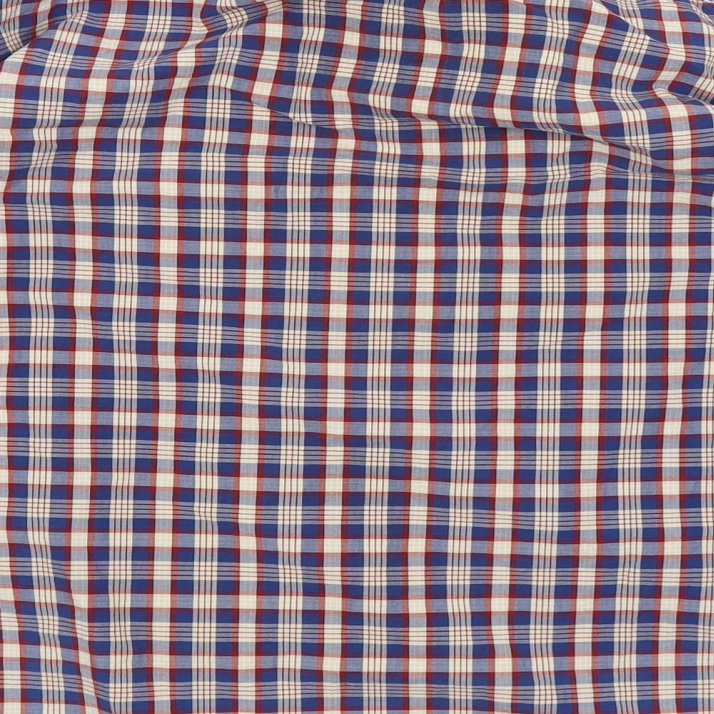 Celio Mens Blue Plaid Button-Up Size XL