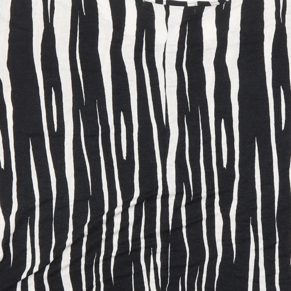 LOFT Womens Black Striped Basic T-Shirt Size M