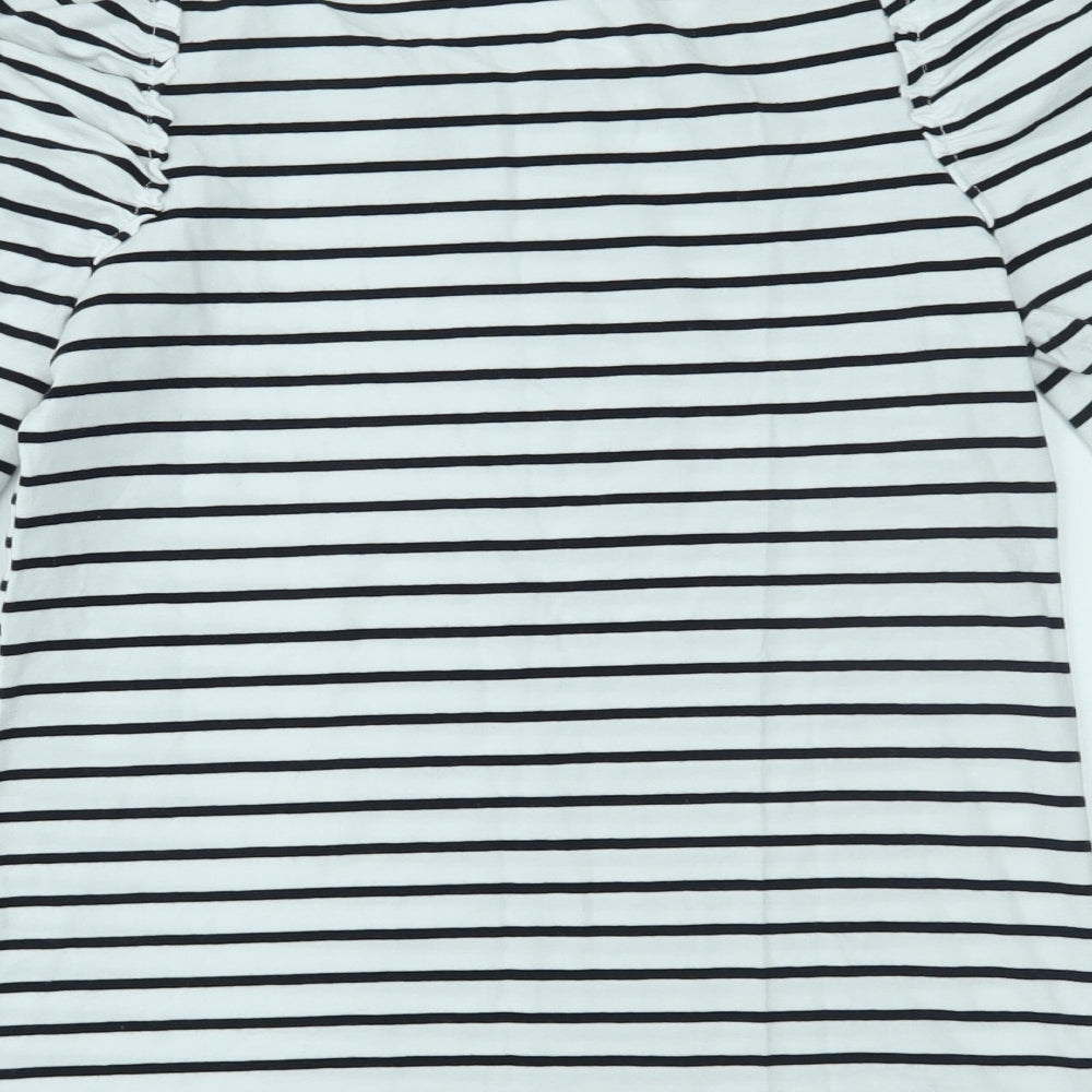 Basics Womens White Striped Basic T-Shirt Size S