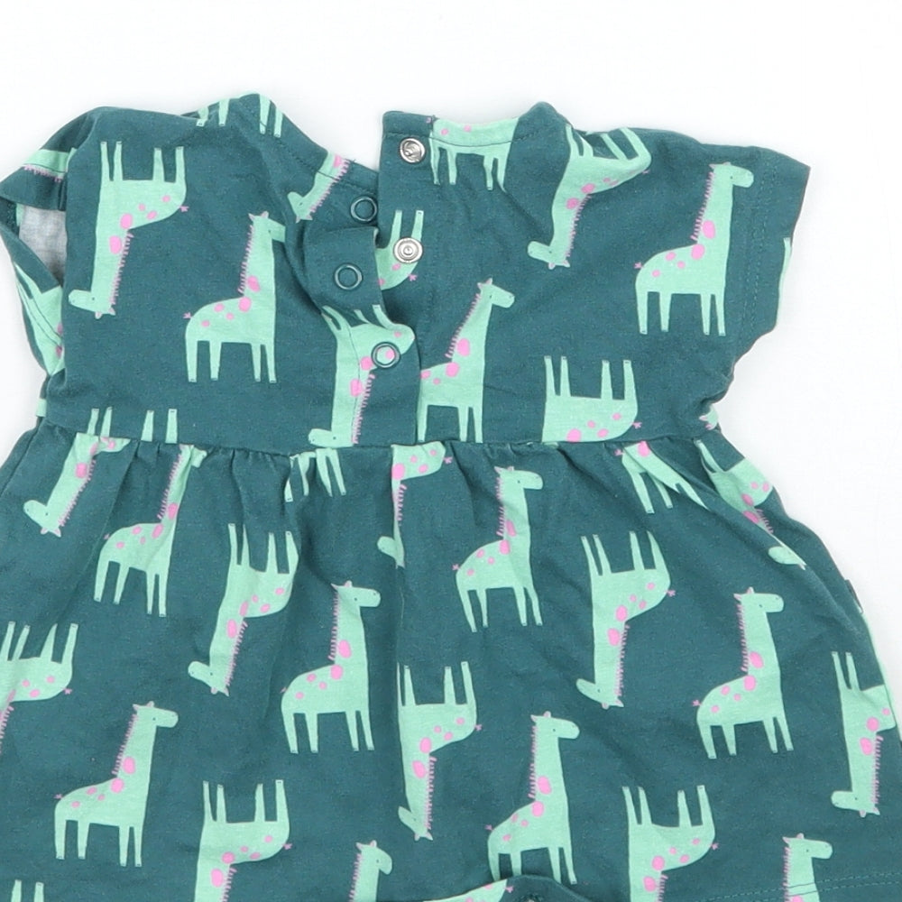 George Girls Green Animal Print Basic Blouse Size 0-3 Months