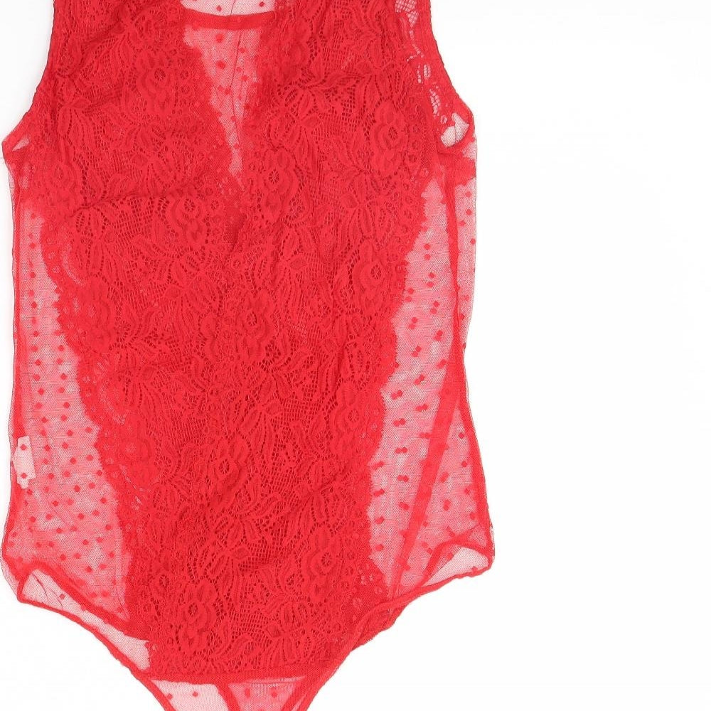 Vogue Paris Womens Red Bodysuit One-Piece Size L