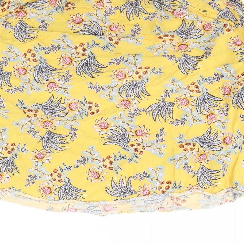 Peacocks Womens Yellow Floral Basic Blouse Size 12