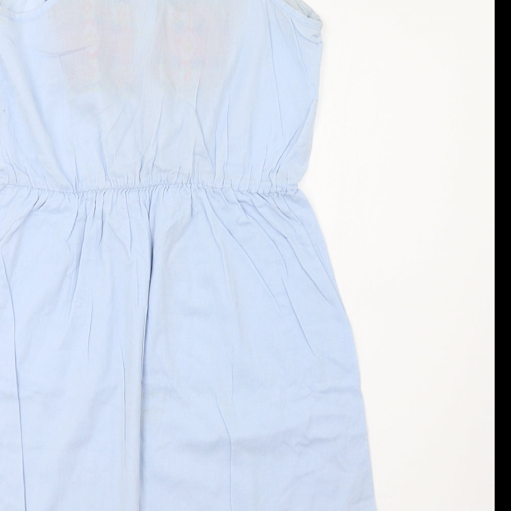 Internacionale Womens Blue Geometric A-Line Size 8