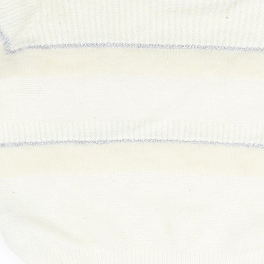 LC Waikiki Womens White Striped Pullover Sweatshirt Size L