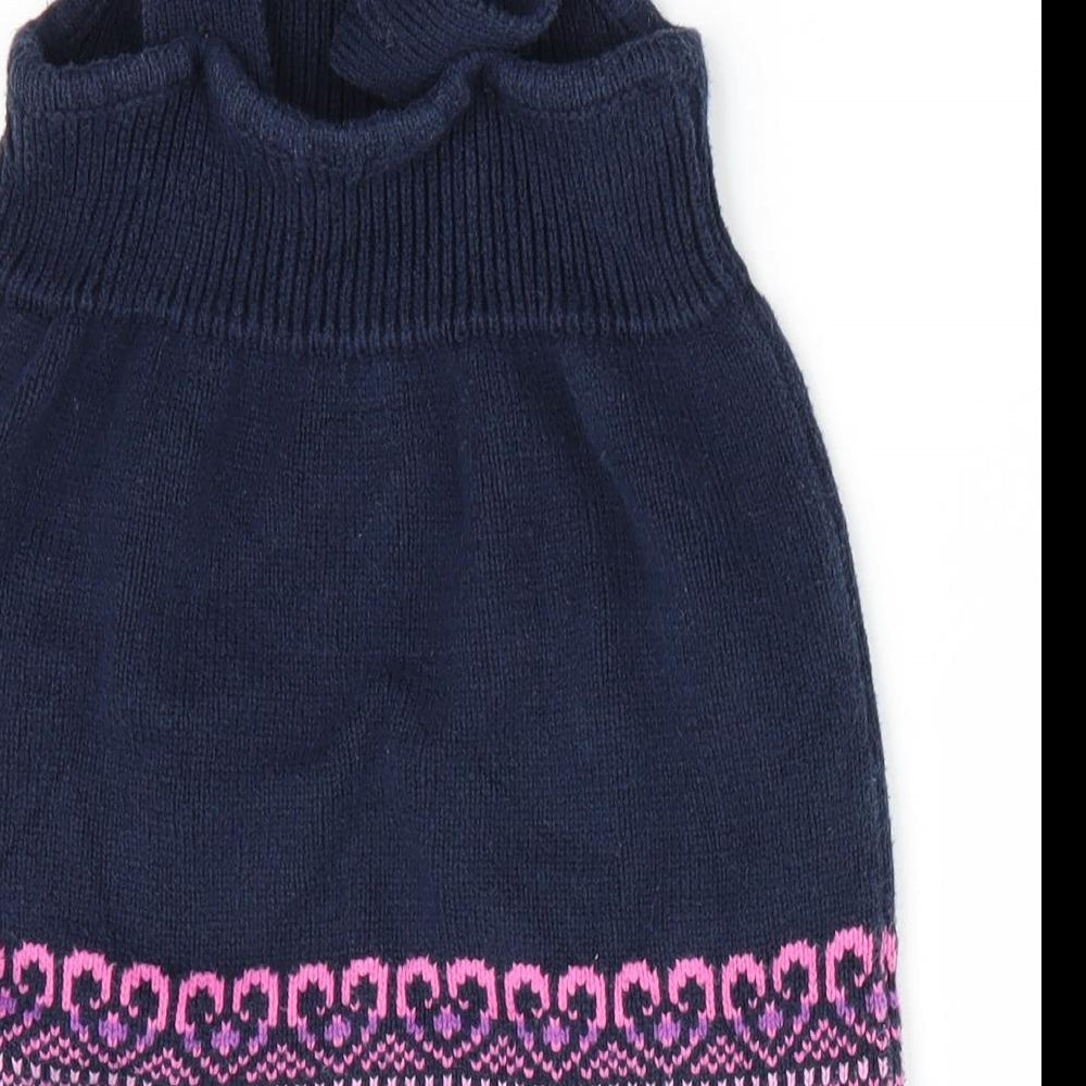 Preworn Girls Blue Pinafore/Dungaree Dress Size 12 Months