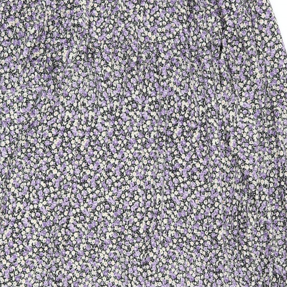 VERO MODA Womens Black Floral A-Line Size 12