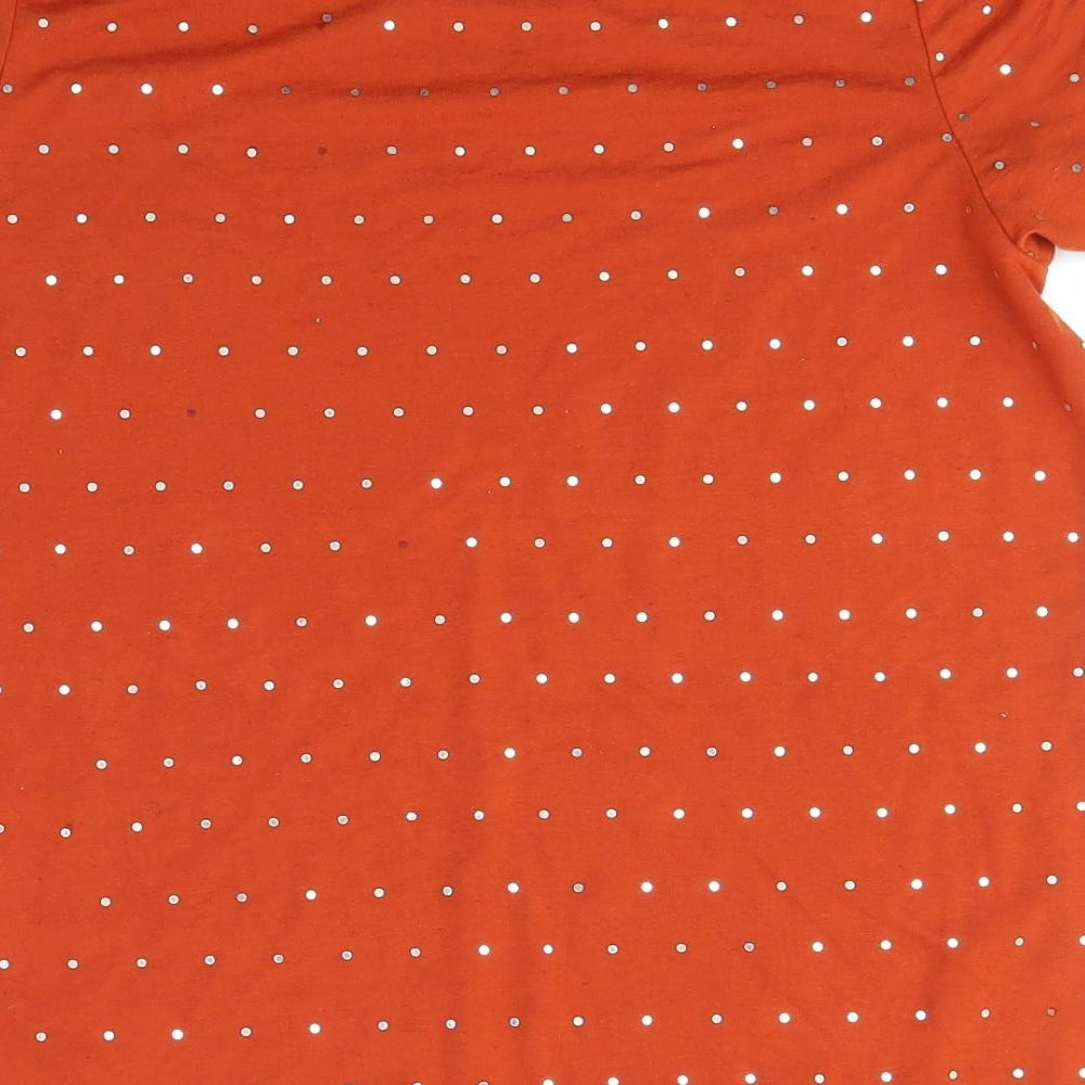 LOVE TEES Womens Orange Basic T-Shirt Size 14