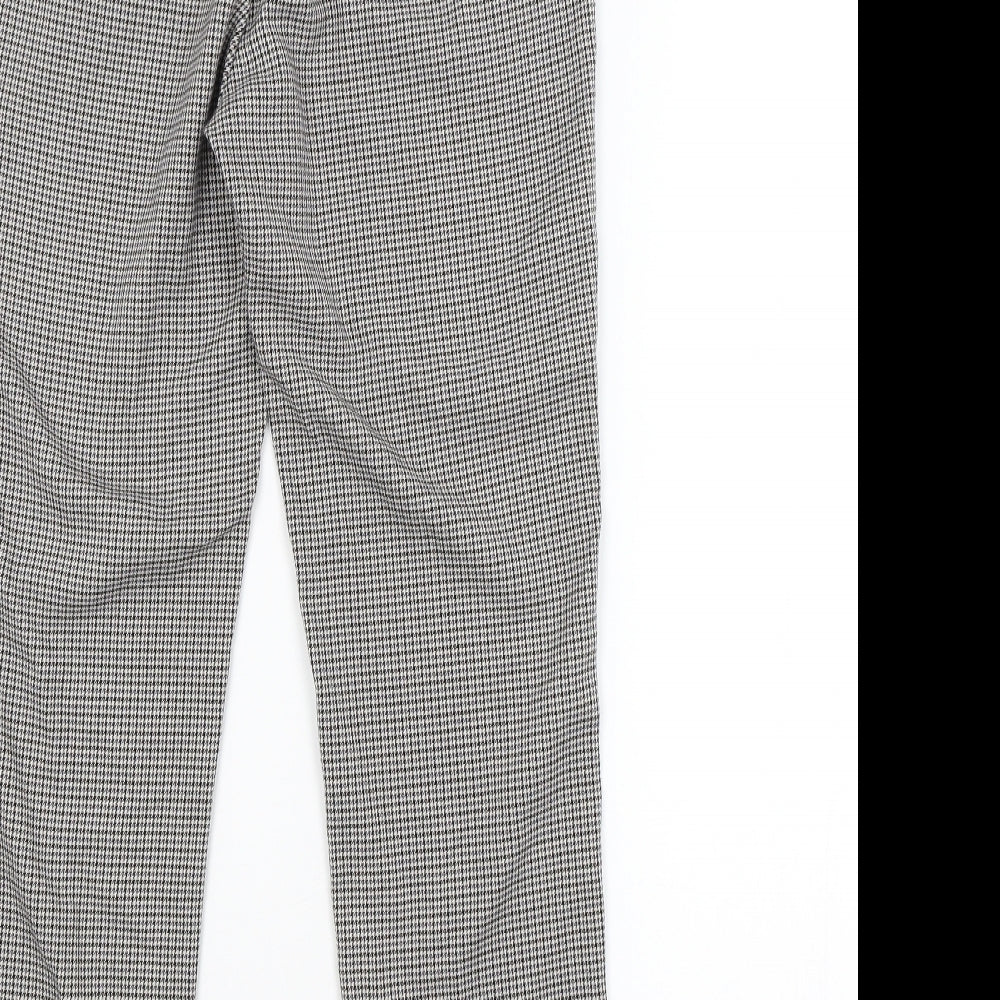 Marks & Spencer Womens Grey Check Trousers Size 8 L26 in
