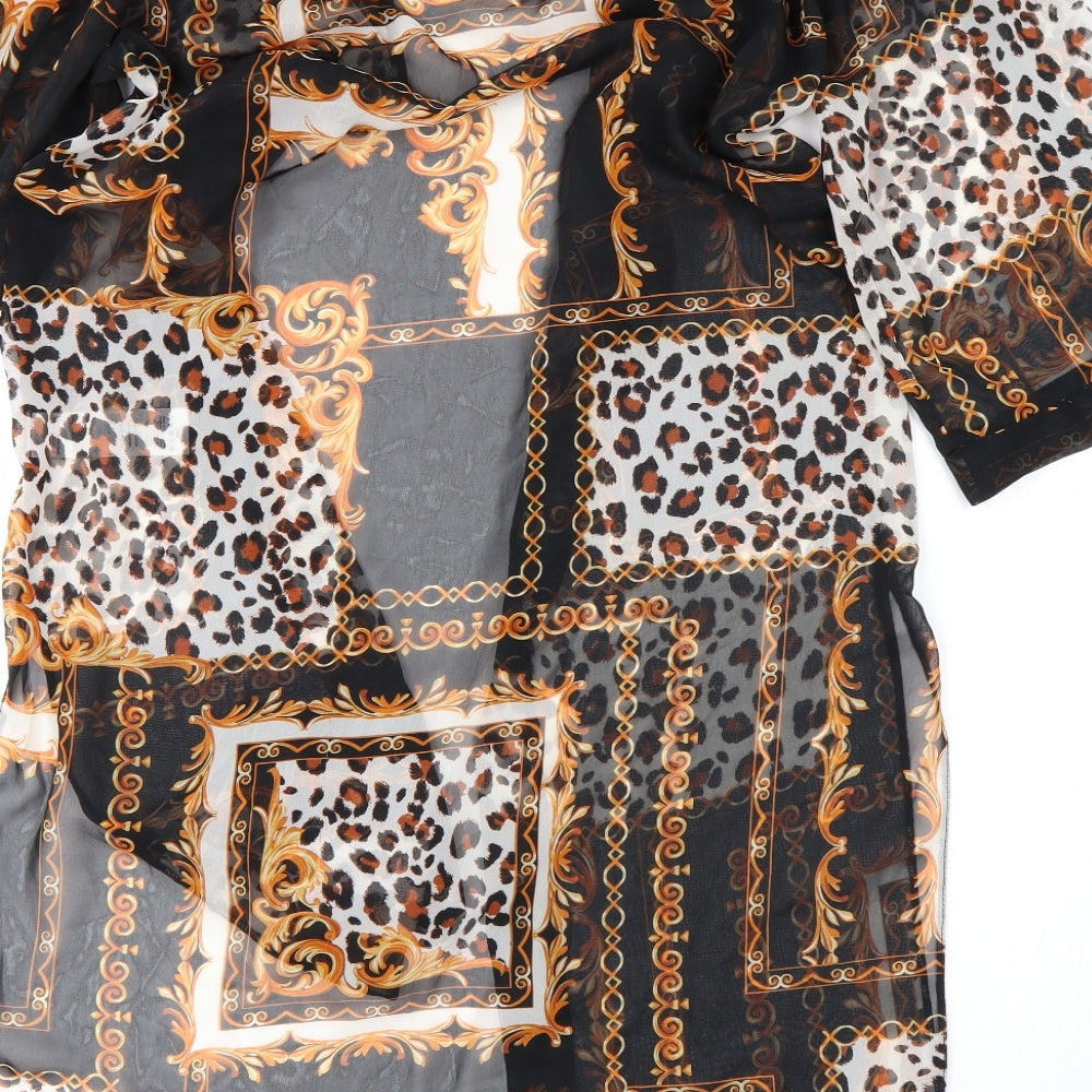 New Look Womens Multicoloured Animal Print Wrap Blouse Size S