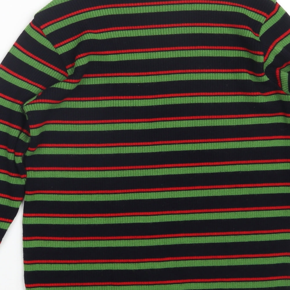 Classic Sports Womens Green Striped Knit Pullover Jumper Size 12