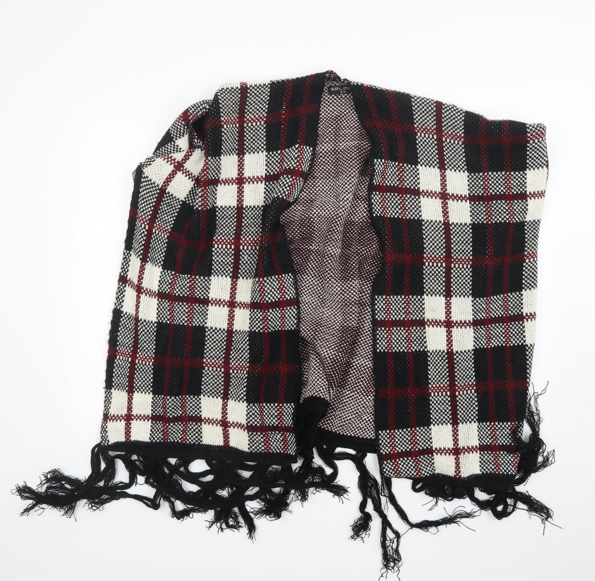 Select Womens Black Check Knit Shawl/Wrap