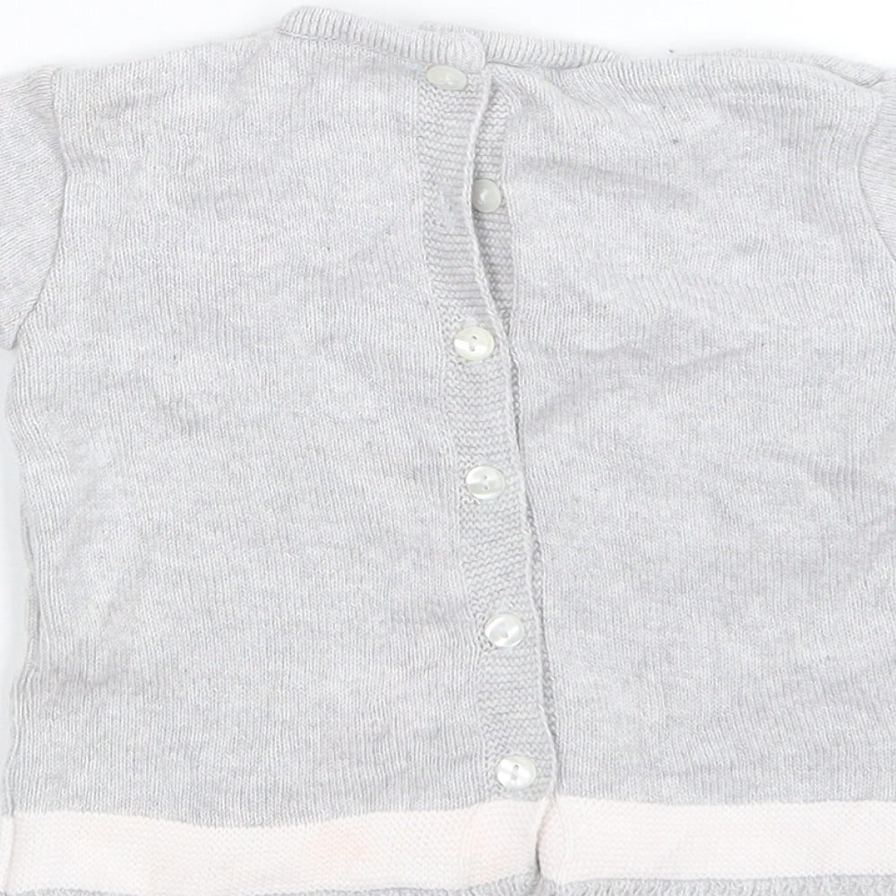 Preworn Girls Grey Knit Pullover Jumper Size 12-18 Months