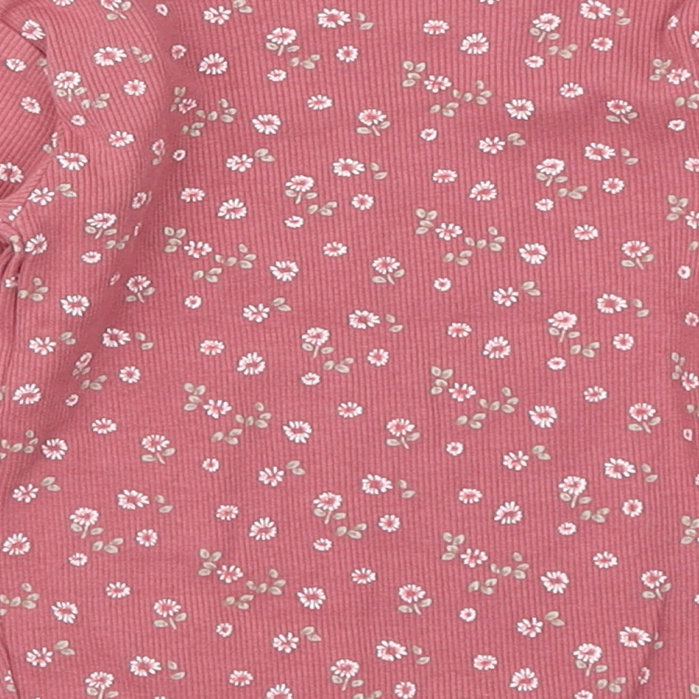 NEXT Girls Pink Floral Basic T-Shirt Size 3-6 Months - lettuce edging