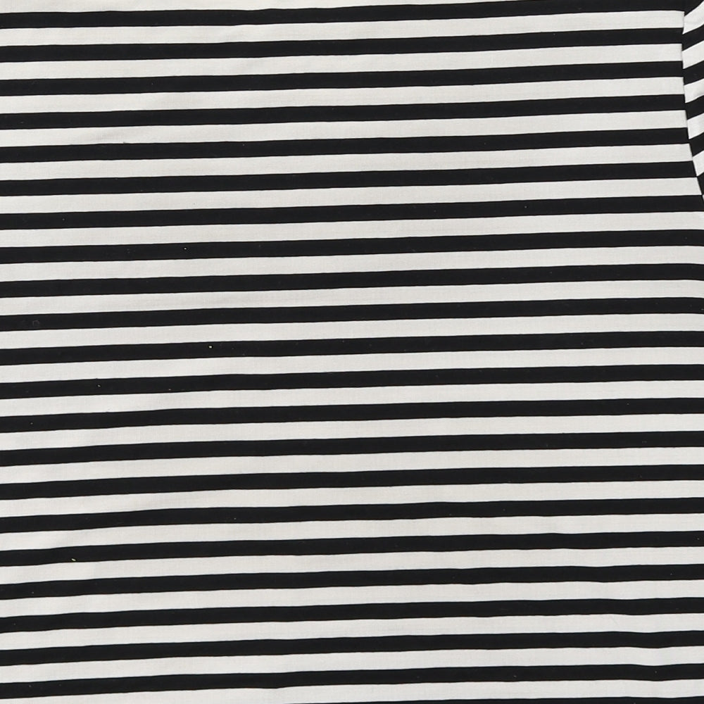 Topshop Womens Black Striped Basic T-Shirt Size 10
