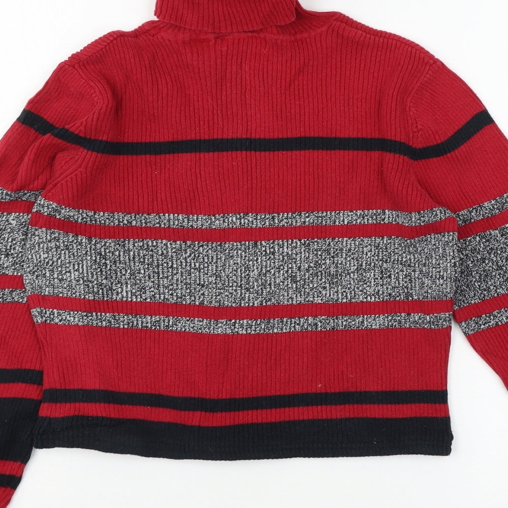 Liz & Co Girls Red Striped Knit Pullover Jumper Size XS