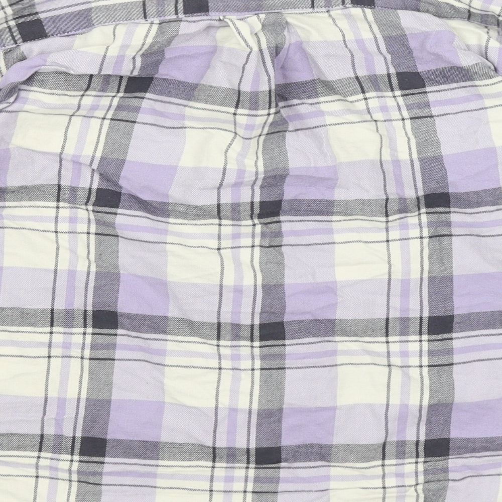 Uni Qlo Womens Purple Plaid Basic Button-Up Size 2XS