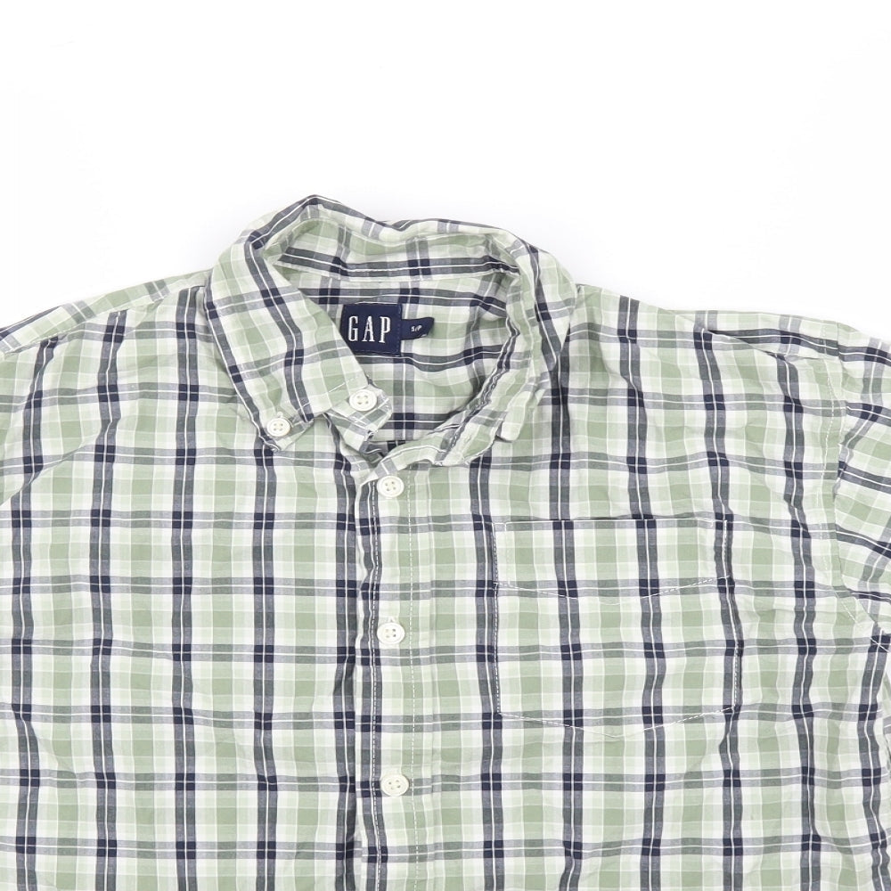 Gap Boys Green Plaid Basic Button-Up Size S