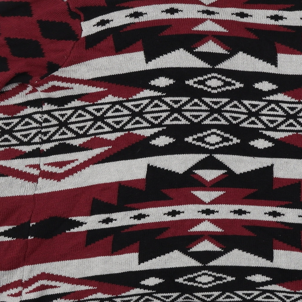 ESMARA Womens Red Geometric Cardigan Jumper Size 10