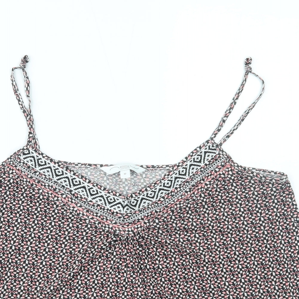 New Look Womens Pink Geometric Cropped Tank Size 12