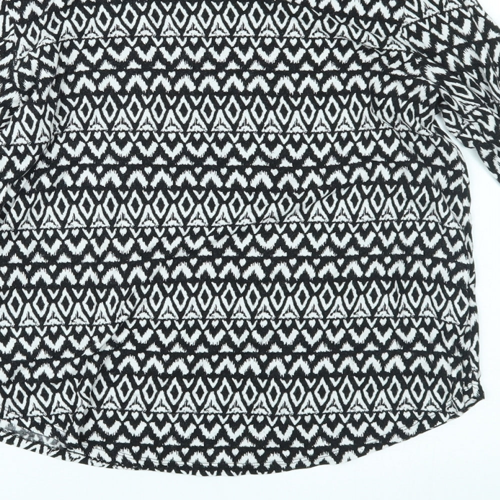 H&M Womens Black Geometric Basic Blouse Size S