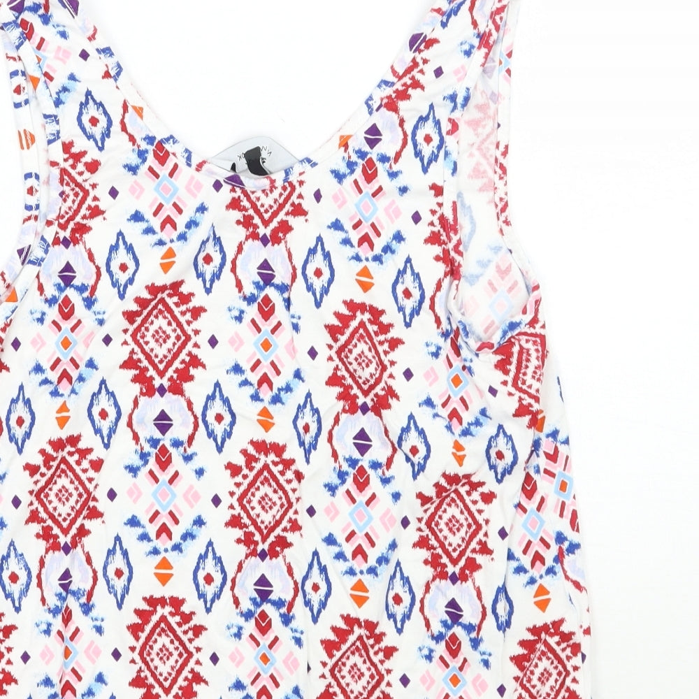 Newlook Womens White Geometric Basic Tank Size 10